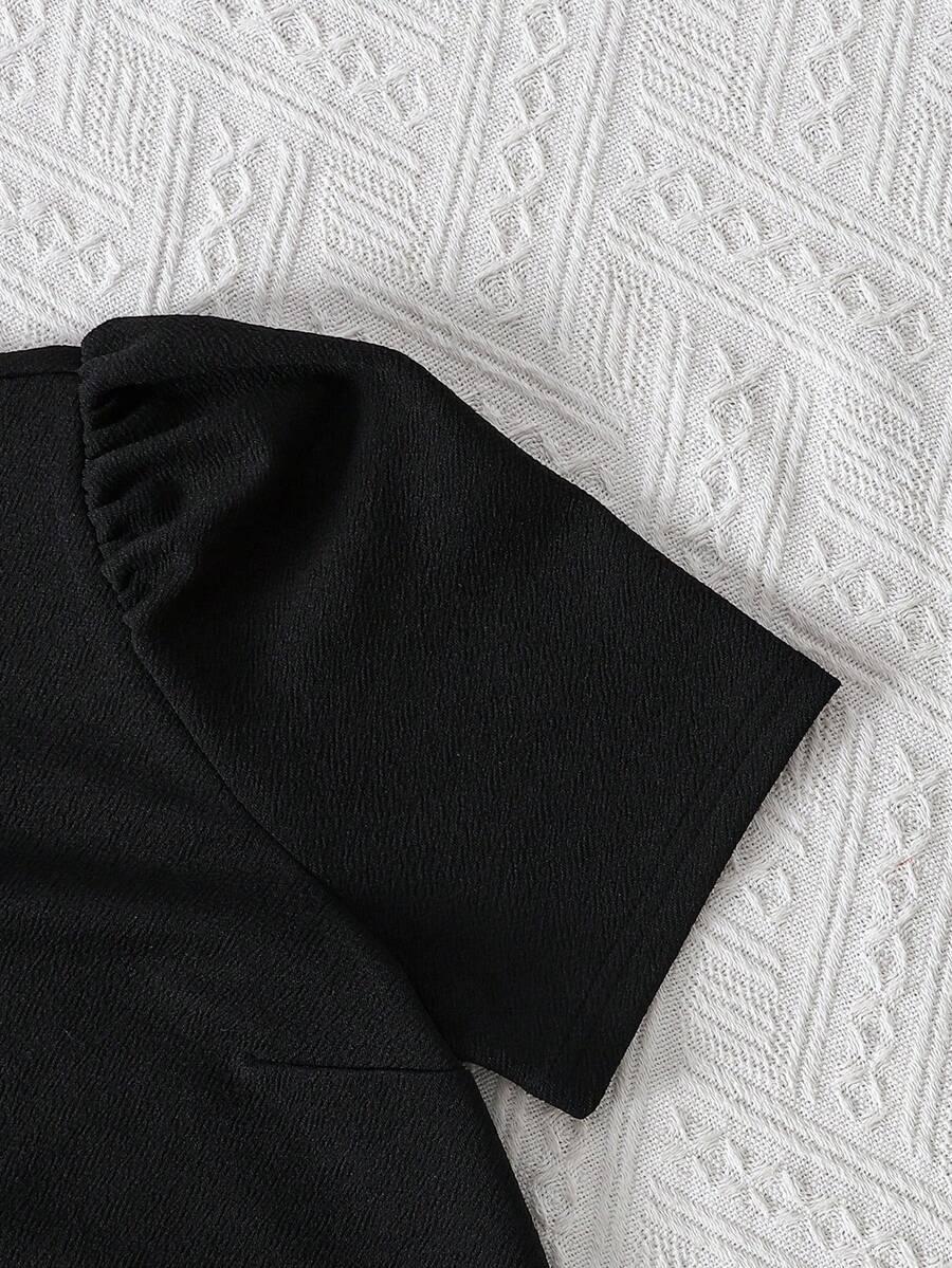 SHEIN CZARNA SUKIENKA KRÓTKI RĘKAW S06__M