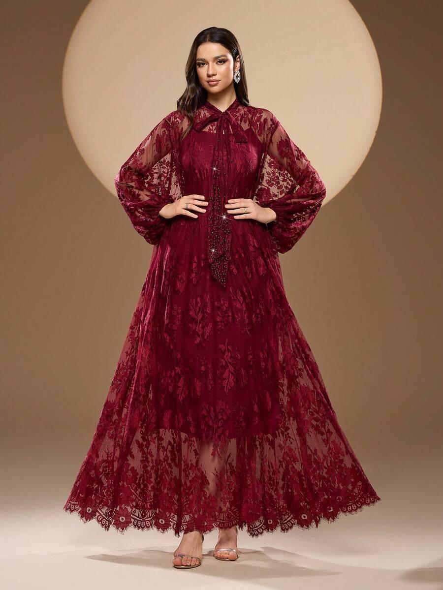 SHEIN BORDOWA MAXI SUKIENKA S06__L