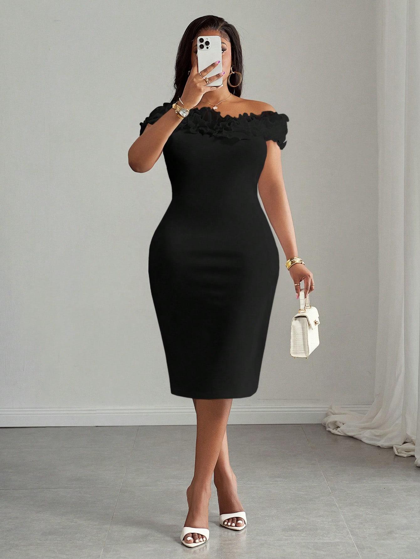 SHEIN CZARNA SUKIENKA FALBANKA S06__46