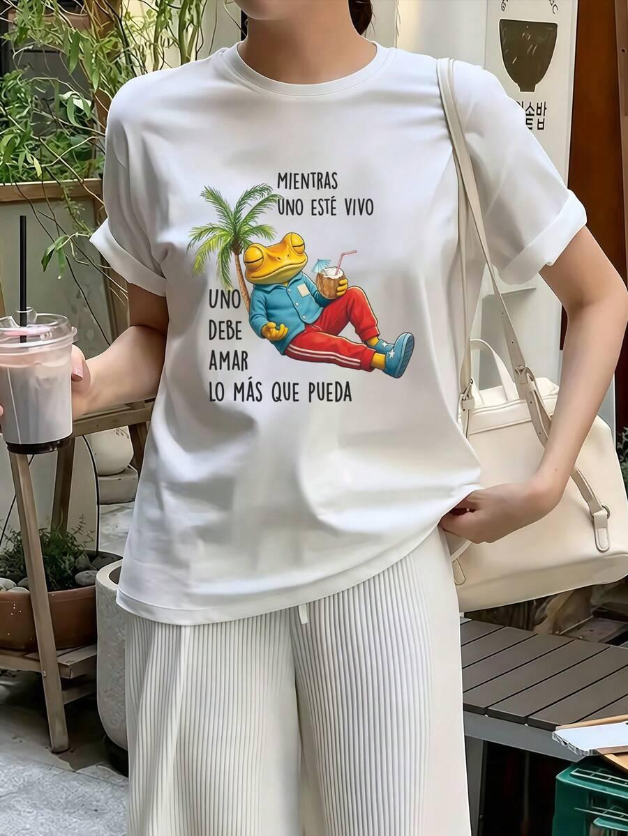 SEPTIMO BIAŁY T-SHIRT Z NADRUKIEM OKRĄGŁY DEKOLT S06__M