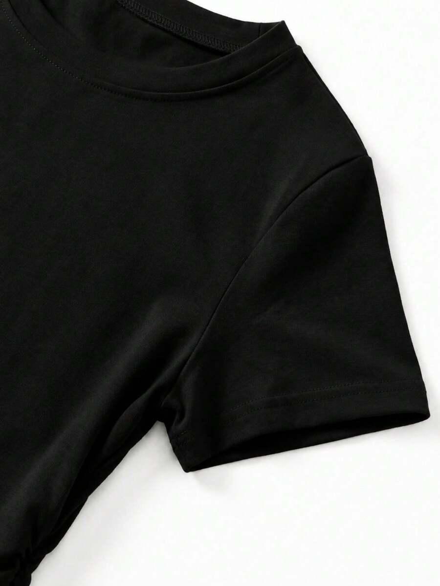 SHEIN CZARNA BLUZKA KRÓTKI RĘKAW S09__M