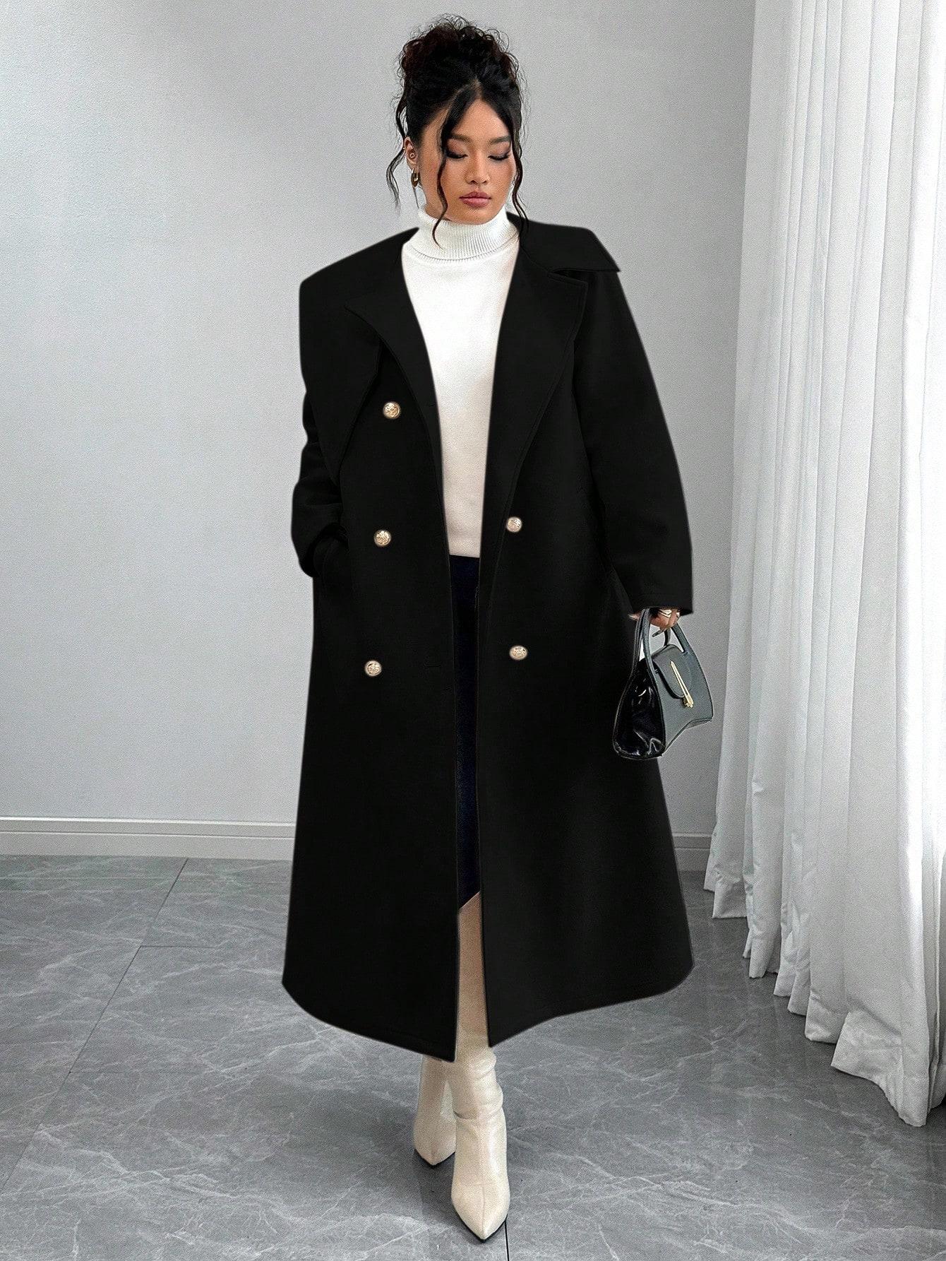 SHEIN CZARNY KLASYCZNY PŁASZCZ W01__48