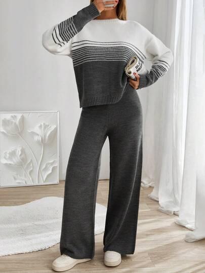 SHEIN SZARE DZIANINOWE SPODNIE PK01__M