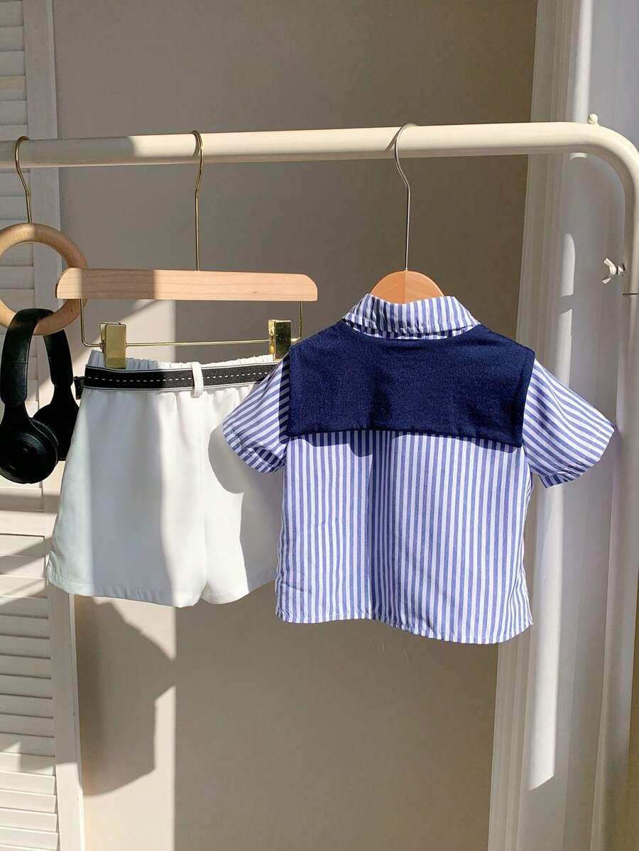 SHEIN KOSZULA NARZUTKA SPODENKI PASEK KOMPLET S09__86-92
