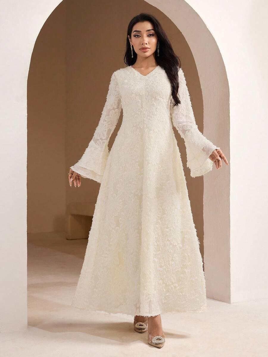 VEILORIE KREMOWA MAXI SUKIENKA S06__M