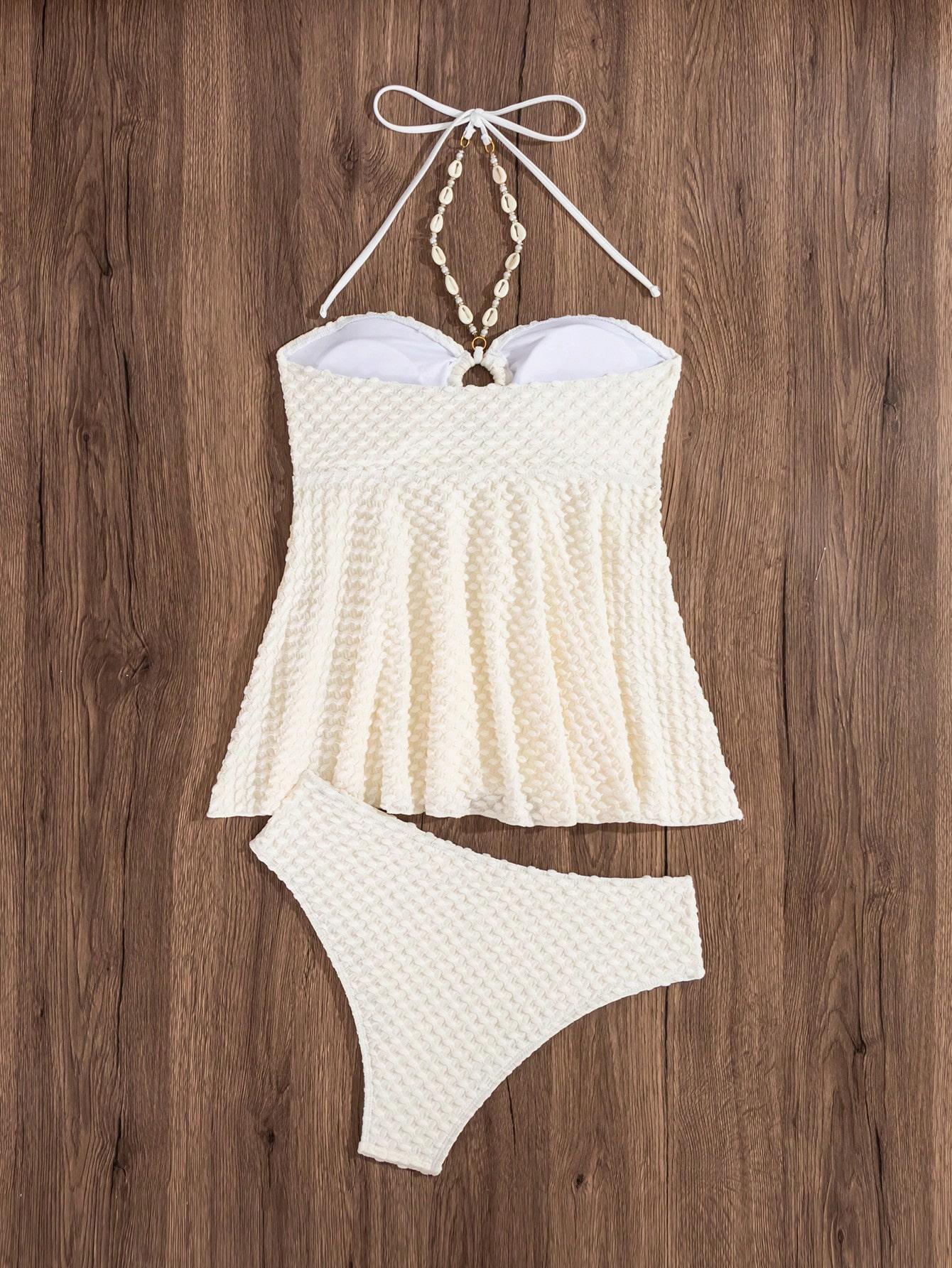 SHEIN BIAŁY DWUCZĘŚCIOWY STRÓJ KĄPIELOWY TANKINI S09__L
