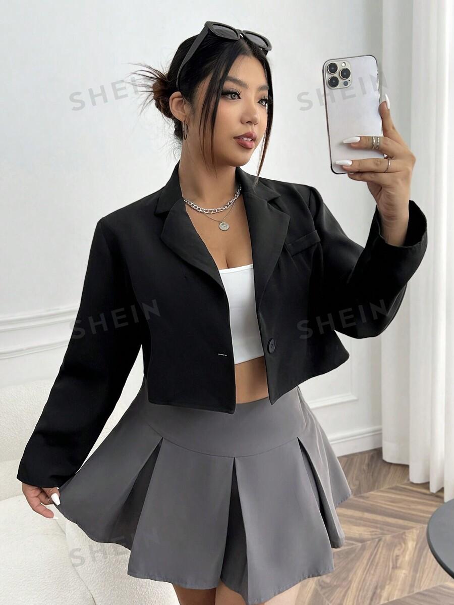 SHEIN CZARNA MARYNARKA KOŁNIERZYK S06__54