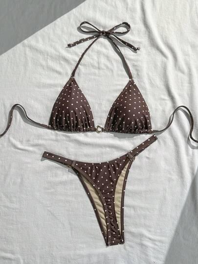 SHEIN GÓRA OD BIKINI WZÓR GROCHY S09__S
