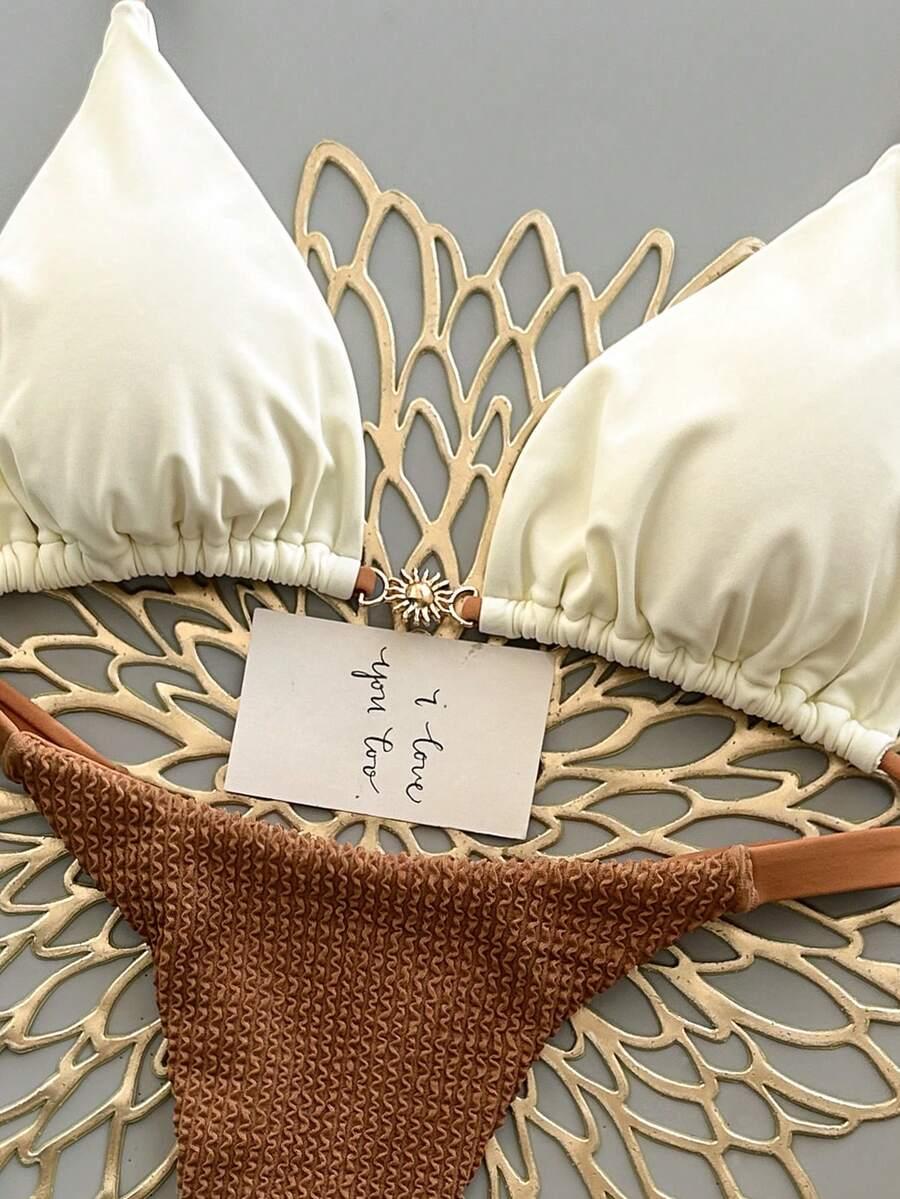 SHEIN DWUCZĘŚCIOWY STRÓJ KĄPIELOWY TEKSTURA S06__M