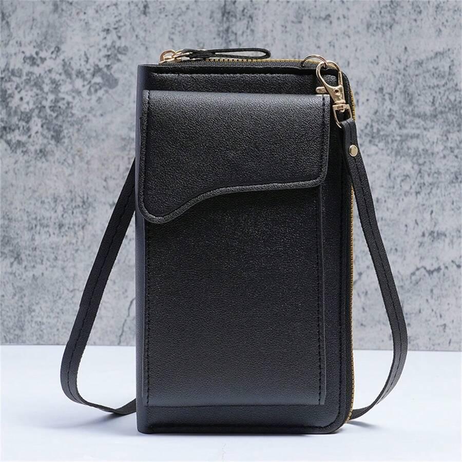 SHEIN CZARNY PORTFEL Z KIESZONKĄ NA TELEFON S07__20X11X3,5CM