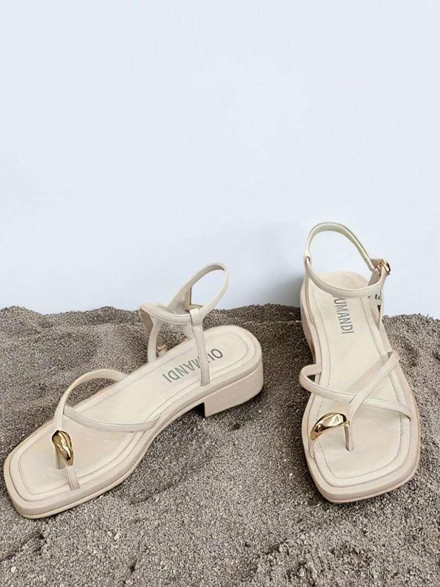 SHEIN KREMOWE SANDAŁY PŁASKI OBCAS S06__37,5