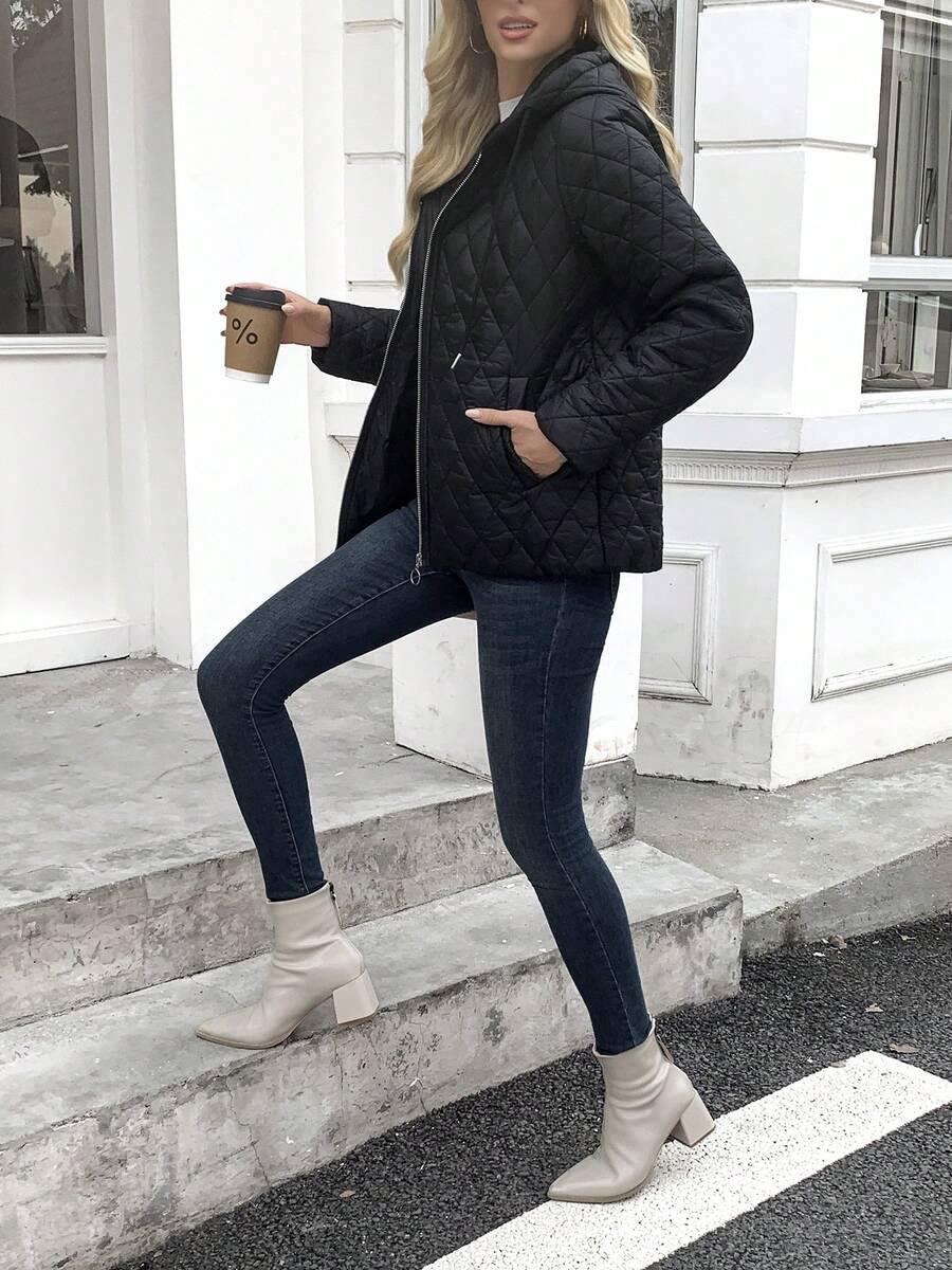 SHEIN CZARNA PIKOWANA KURTKA W01__L