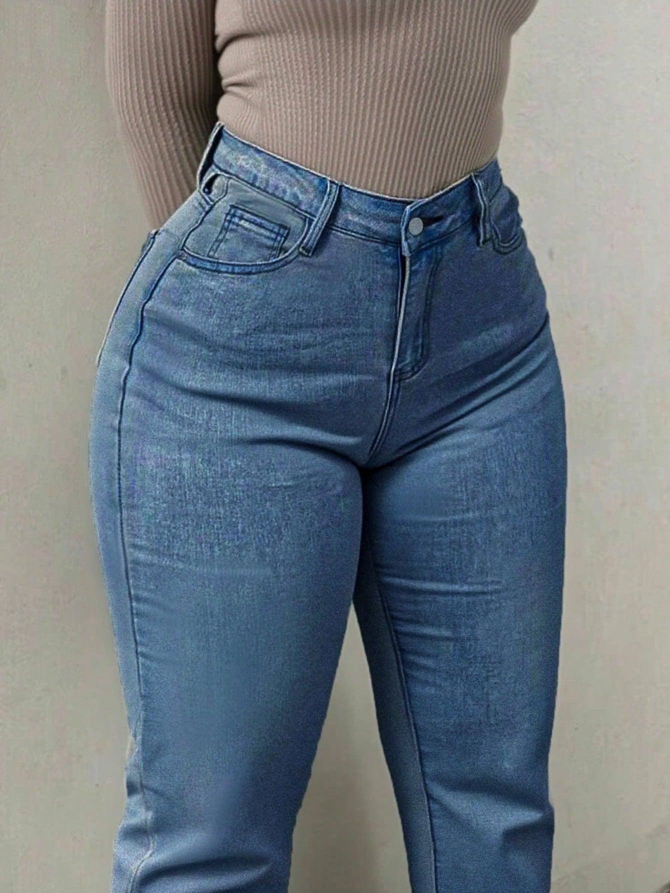 SHEIN NIEBIESKIE SPODNIE JEANS DZWONY S06__50