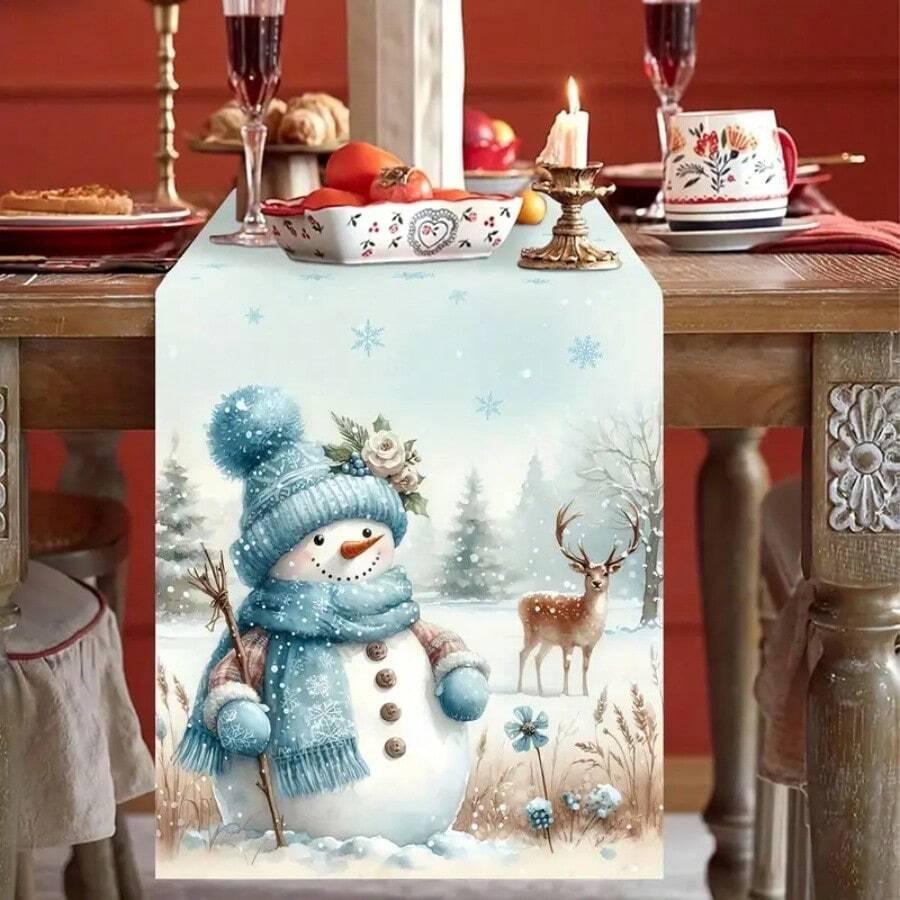 SHEIN BIEŻNIK NA STÓŁ ŚWIĄTECZNY MOTYW BAŁWAN RENIFER BDD__33X175