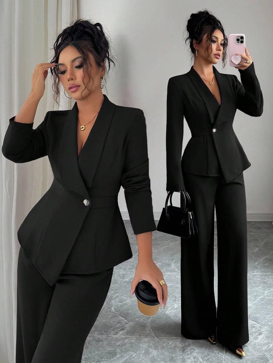 SHEIN KOMPLET MARYNARKA SPODNIE S06__S