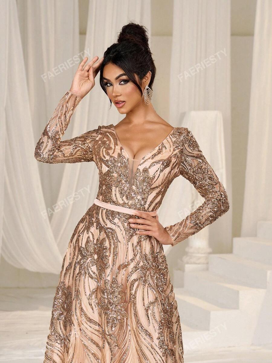 SHEIN ZDOBIONA MAXI SUKIENKA S06__L