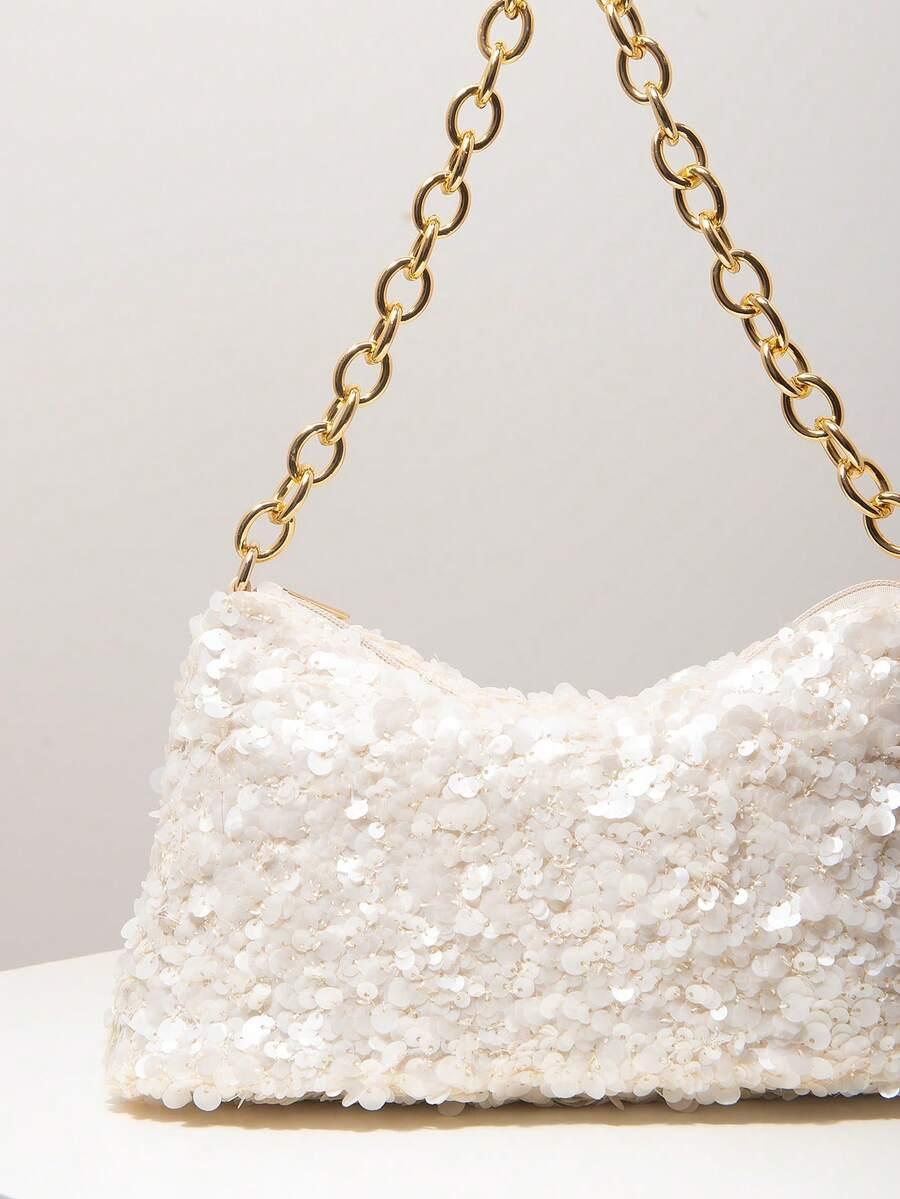 SHEIN BIAŁA TOREBKA ZDOBIENIE S07__30X14CM