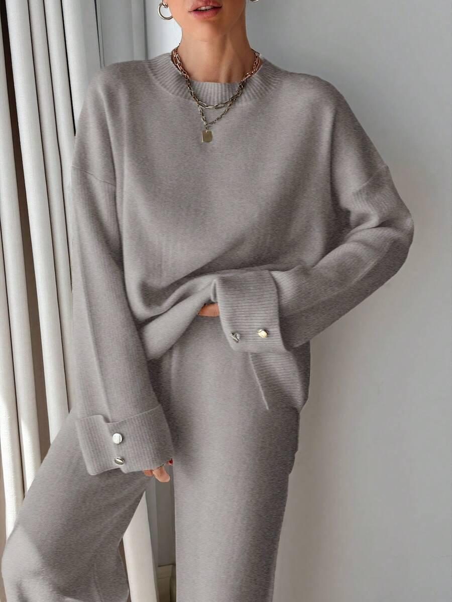 EURMUSE DZIANINOWY KOMPLET SWETER SPODNIE PK01__M