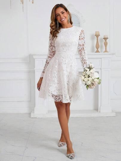 SHEIN BIAŁA SUKIENKA KORONKA S06__L