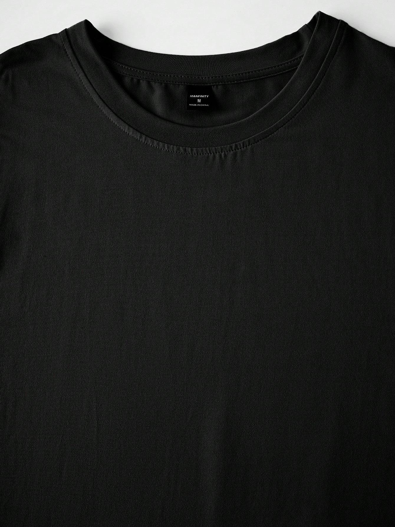 SHEIN CZARNY T-SHIRT NADRUK S09__L