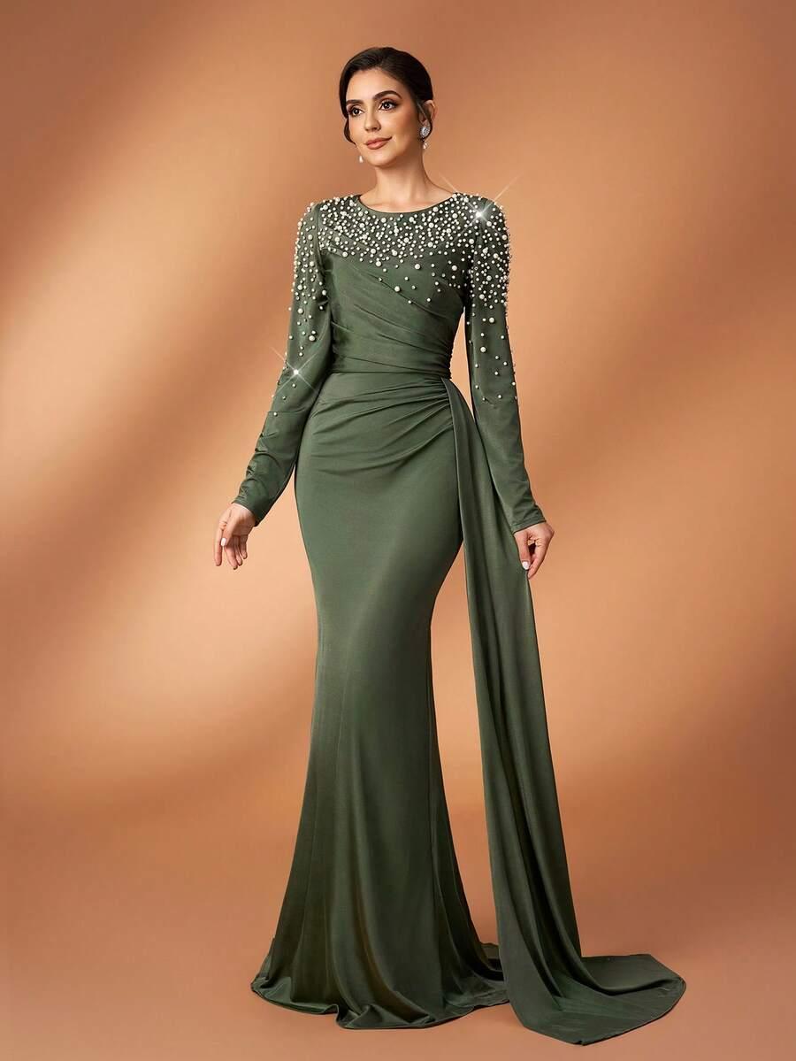 SHEIN ZIELONA MAXI SUKIENKA S06__L
