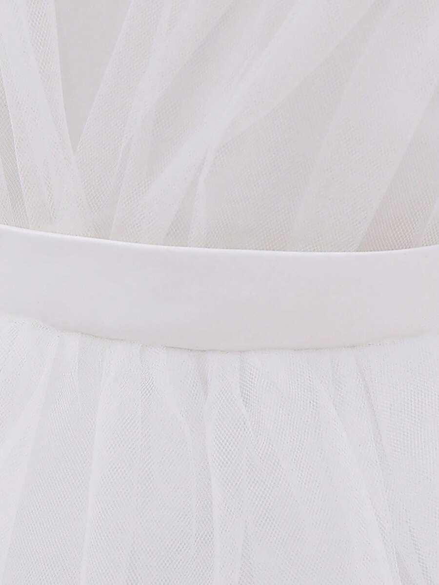 SHEIN BIAŁA SUKIENKA KOKARDA TIUL S06__92/98