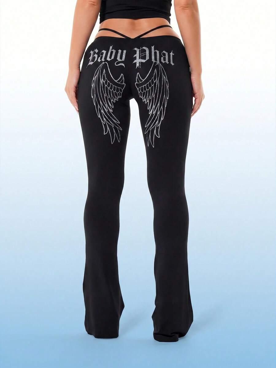 BABYPHAT CZARNE LEGGINSY DZWONY S06__XL