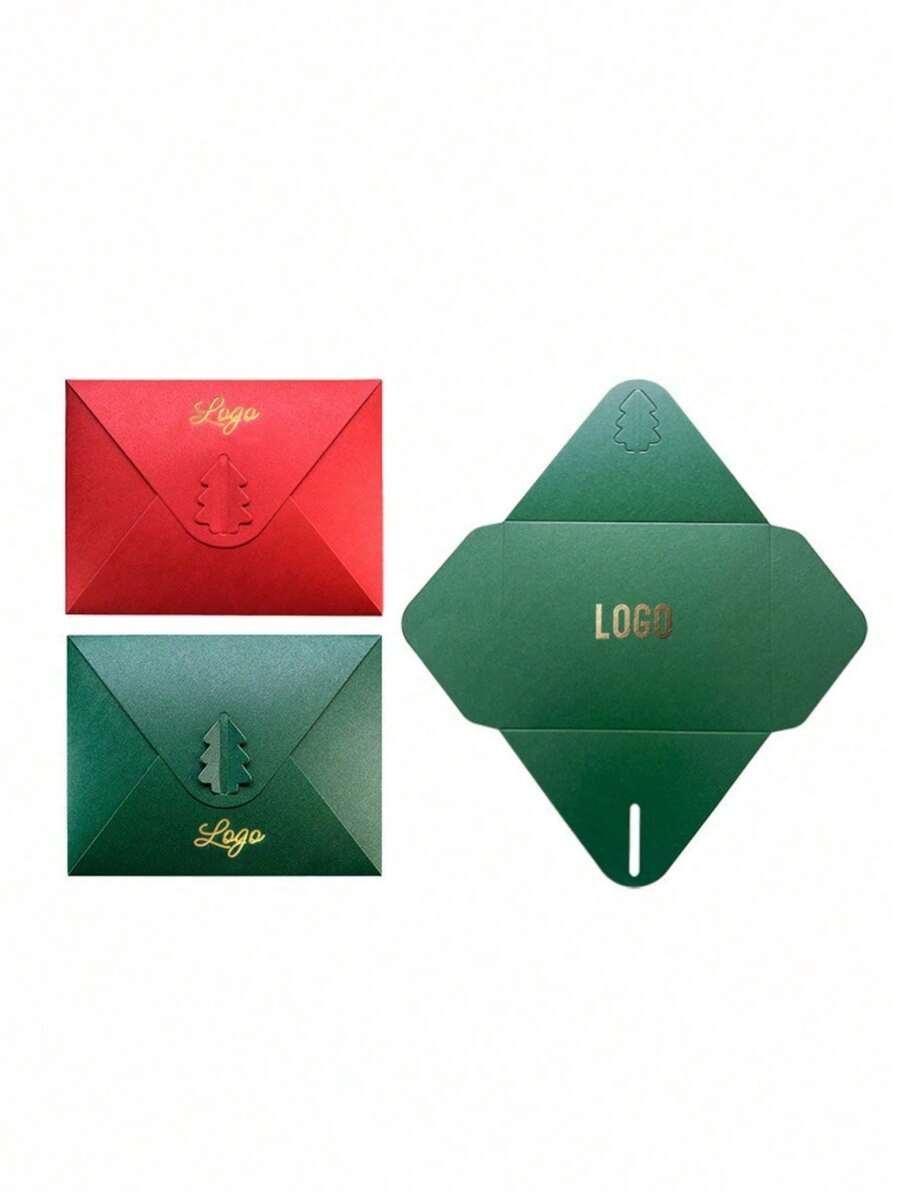 SHEIN ZIELONA KOPERTA Z MOTYWEM ŚWIĄTECZNYM 12-PACK BDD__12,5X16,2CM