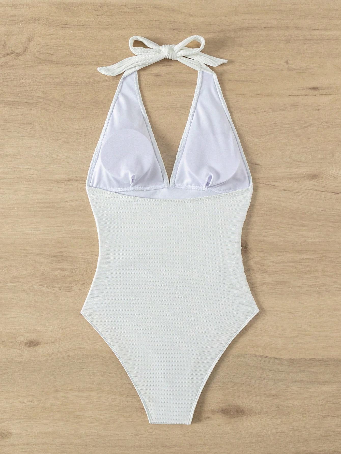 SHEIN BIAŁY STRÓJ KĄPIELOWY TEKSTURA S09__S
