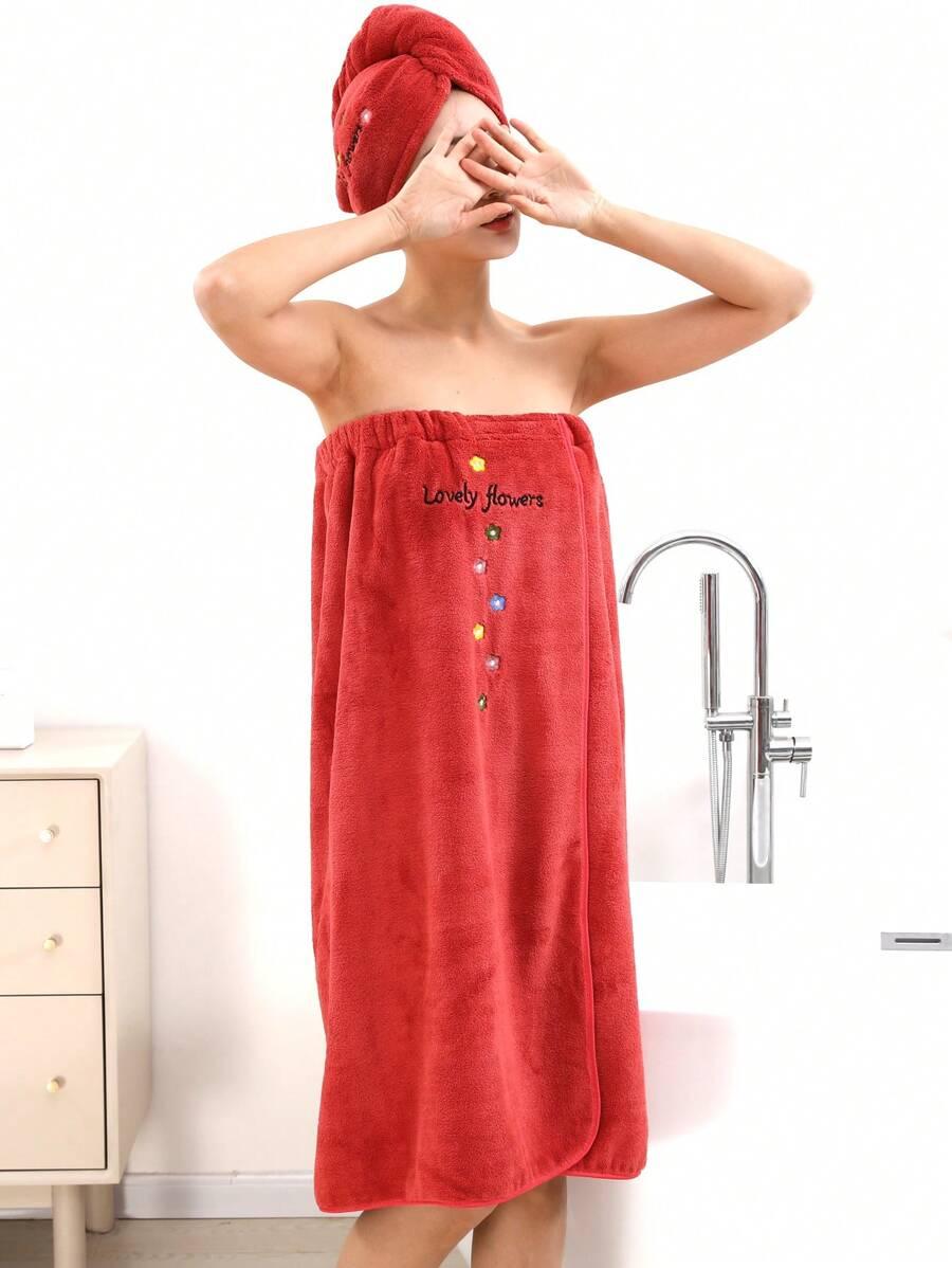 SHEIN CZERWONY RĘCZNIK TURBAN KOMPLET S07__75X135CM