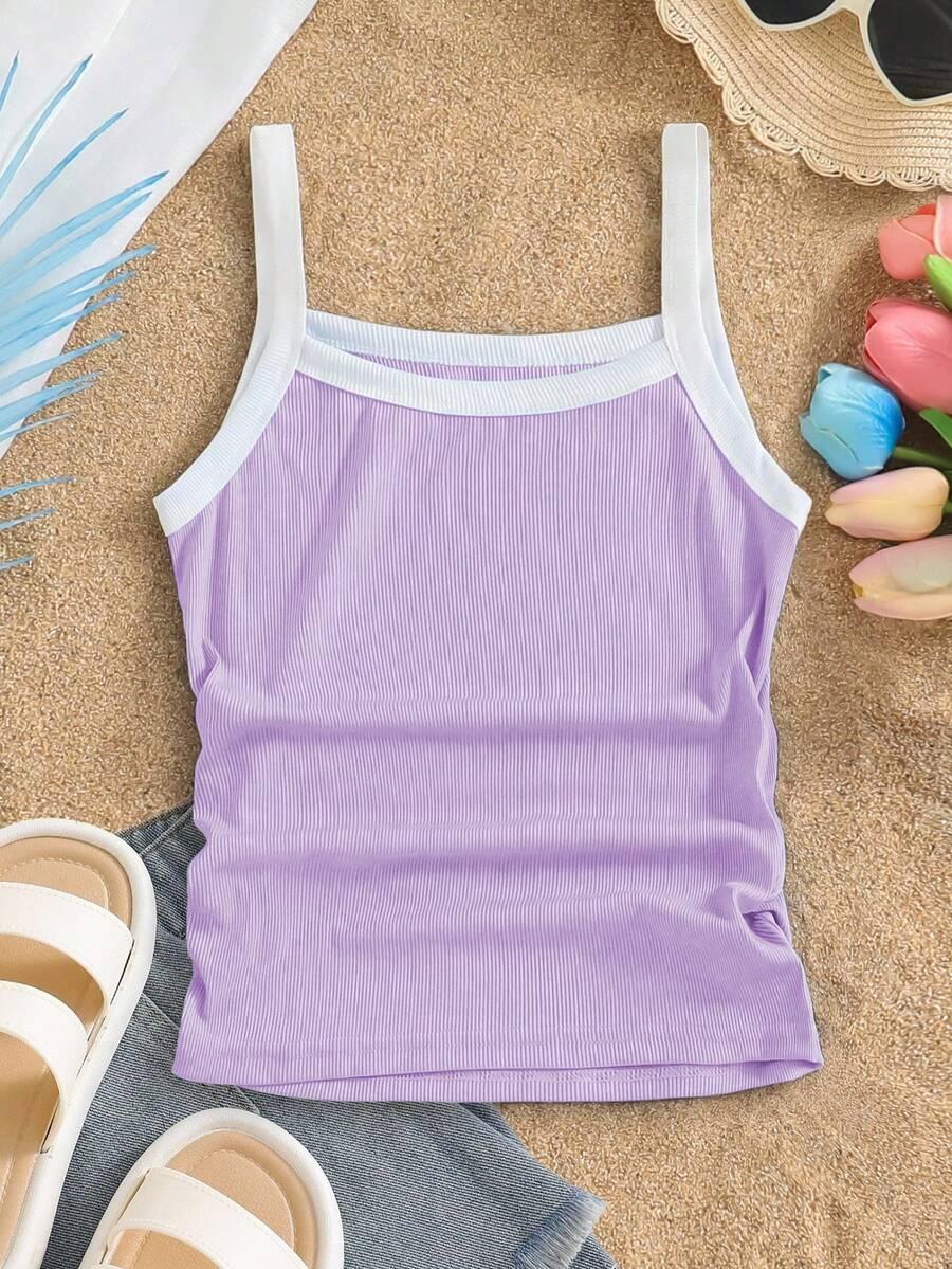 SHEIN FIOLETOWY TOP NA RAMIĄCZKACH S06__128-134