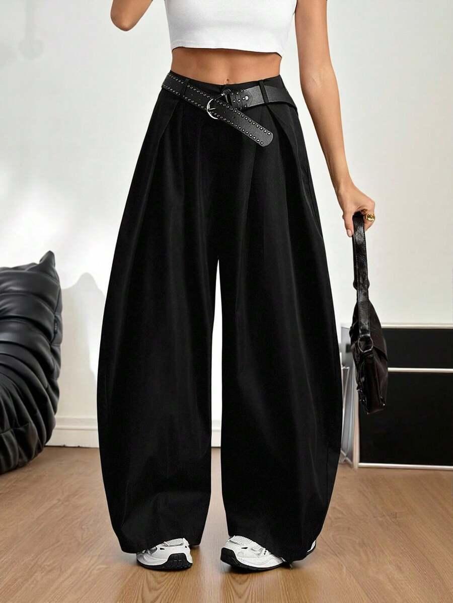 SHEIN CZARNE SPODNIE PROSTA NOGAWKA S06__XXL