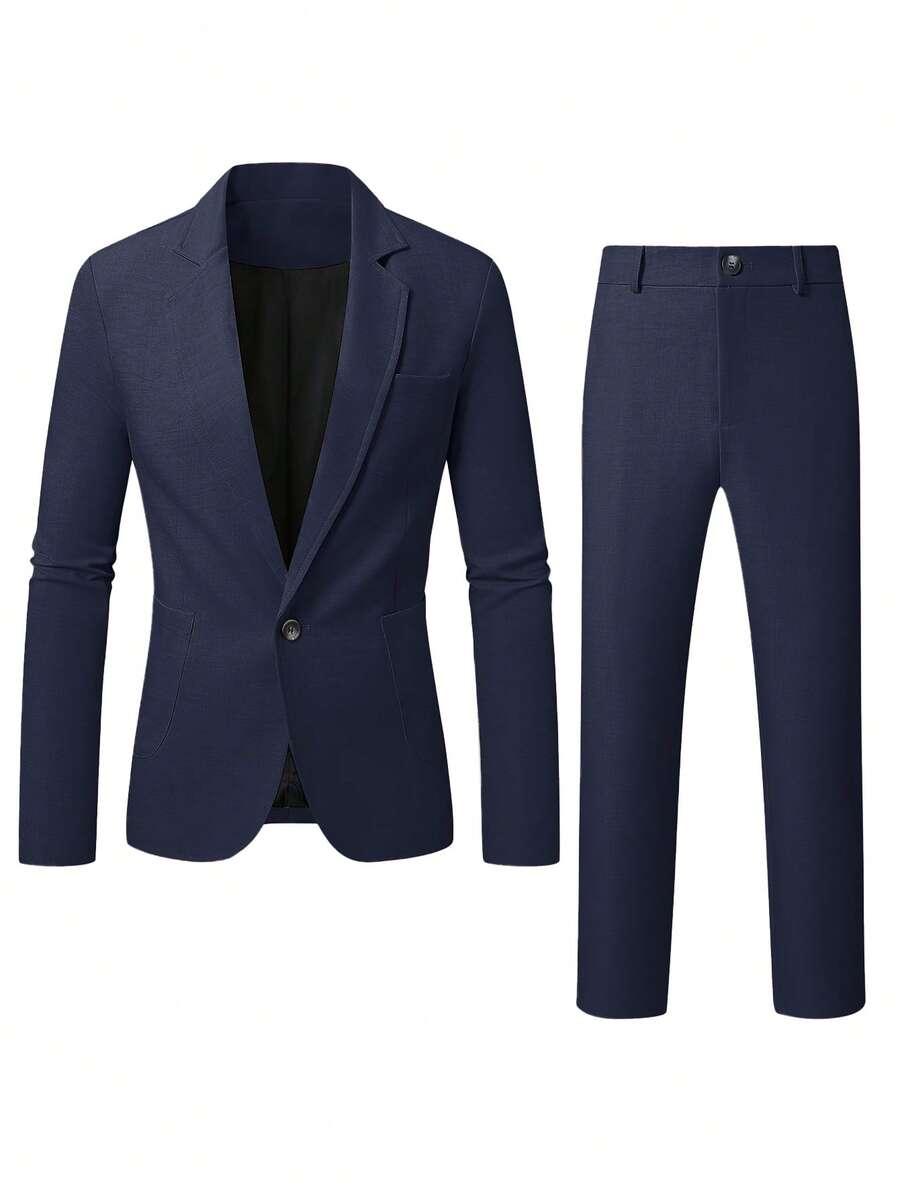 SHEIN NIEBIESKI KOMPLET MARYNARKA SPODNIE S06__XL
