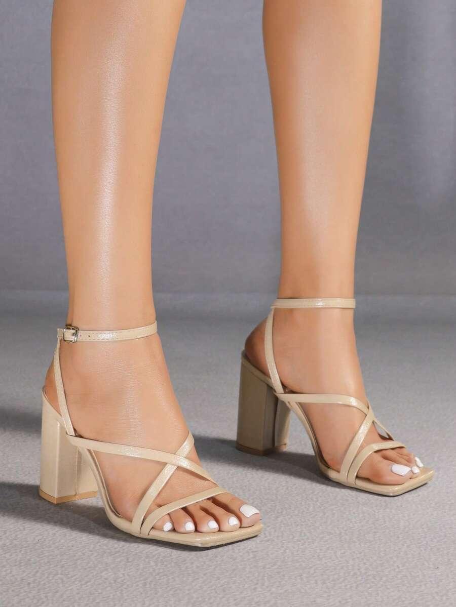 SHEIN BEŻOWE SANDAŁY NA OBCASIE S06__38