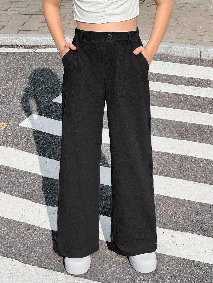 SHEIN CZARNE PROSTE SPODNIE S06__140-146