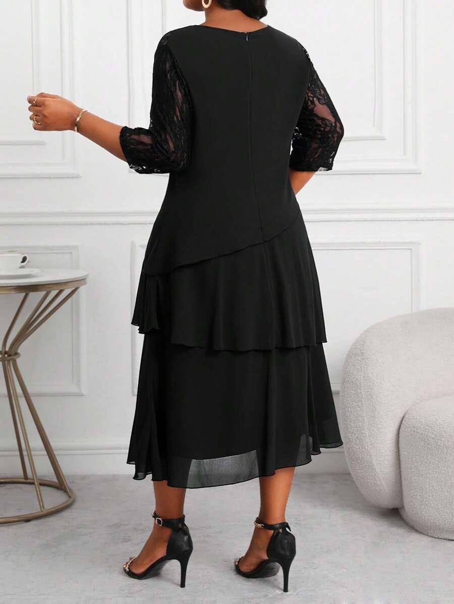 SHEIN CZARNA SUKIENKA KORONKA S06__46