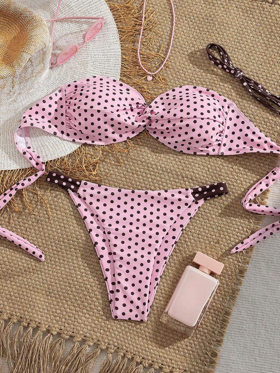 SHEIN GÓRA OD BIKINI WZÓR GROSZKI S09__M