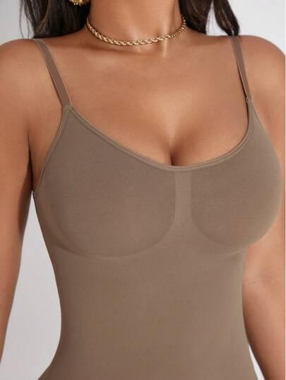 SHEIN BRĄZOWY MODELUJĄCY KOMBINEZON S06__L
