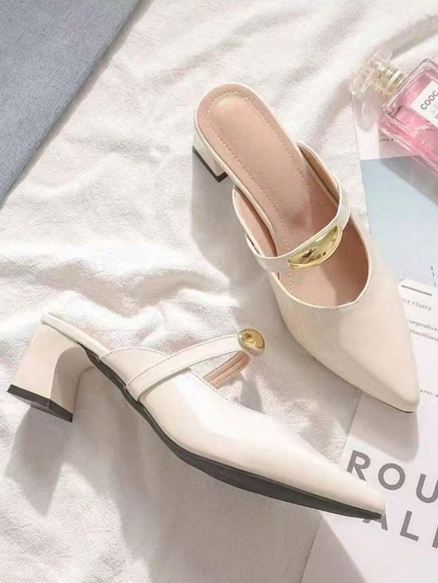 SHEIN BIAŁE KLAPKI SZPIC OBCAS S06__38