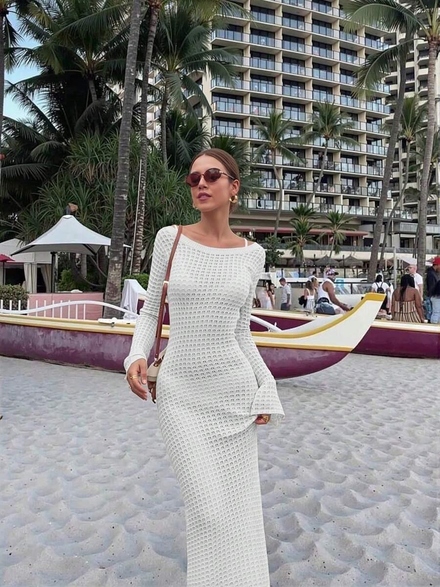 SHEIN BIAŁĄ DZIANINOWA SUKIENKA S06__S
