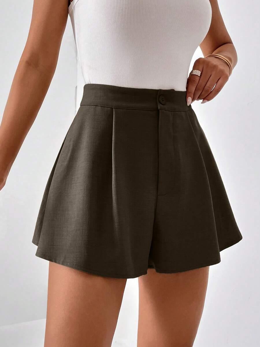 SHEIN SZEROKIE ZIELONE KRÓTKIE SPODENKI Z WYSOKIM STANEM S06__XS