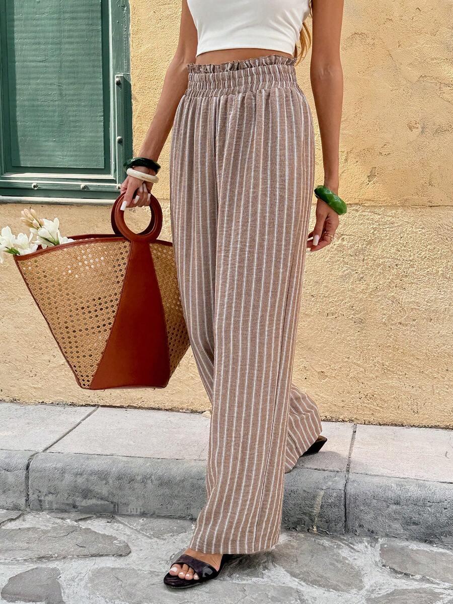 SHEIN BRĄZOWE SPODNIE PASKI S06__XL