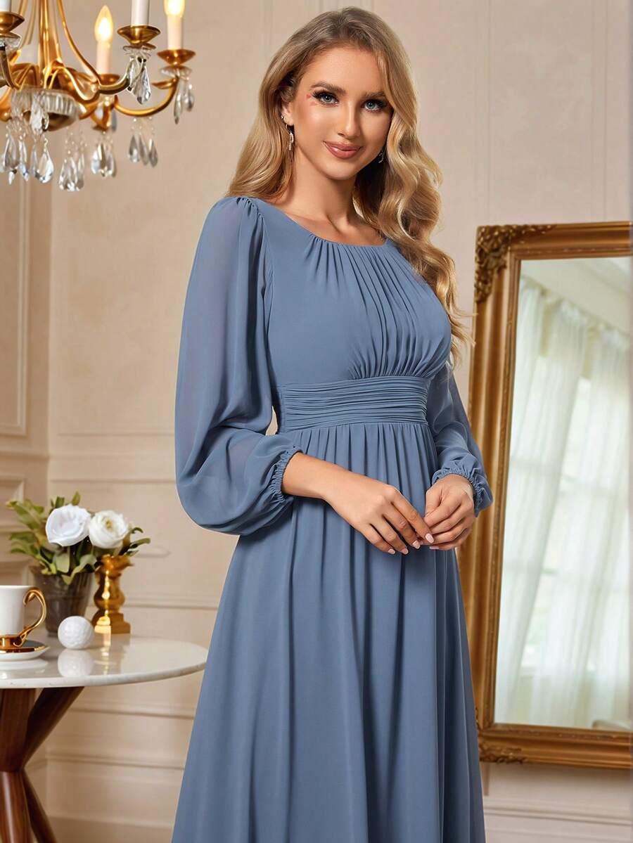 EVERPRETTY SZYFONOWA NIEBIESKA MAXI SUKIENKA PK01__M