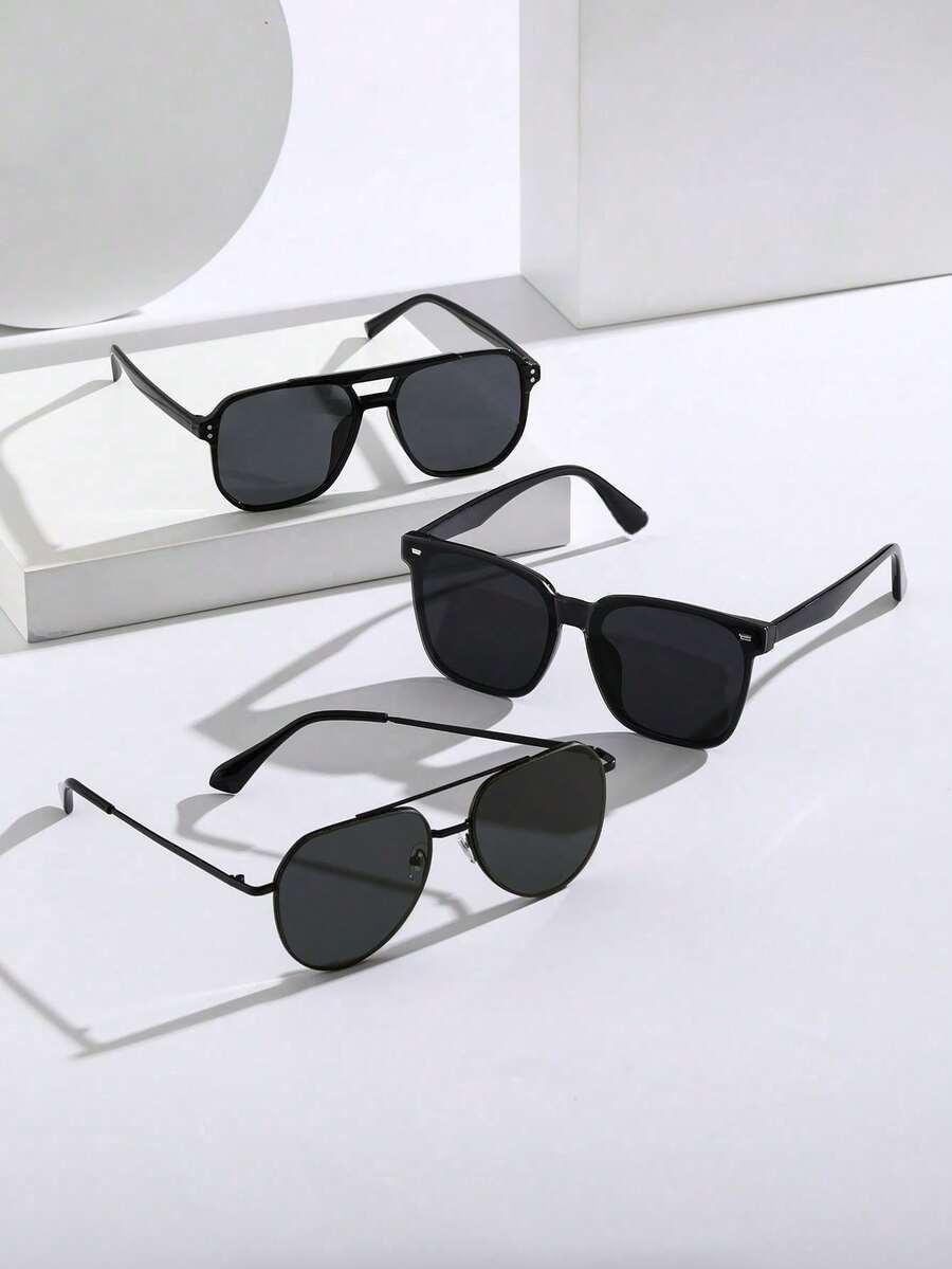 SHEIN CZARNE OKULARY PRZECIWSŁONECZNE 3-PACK S07