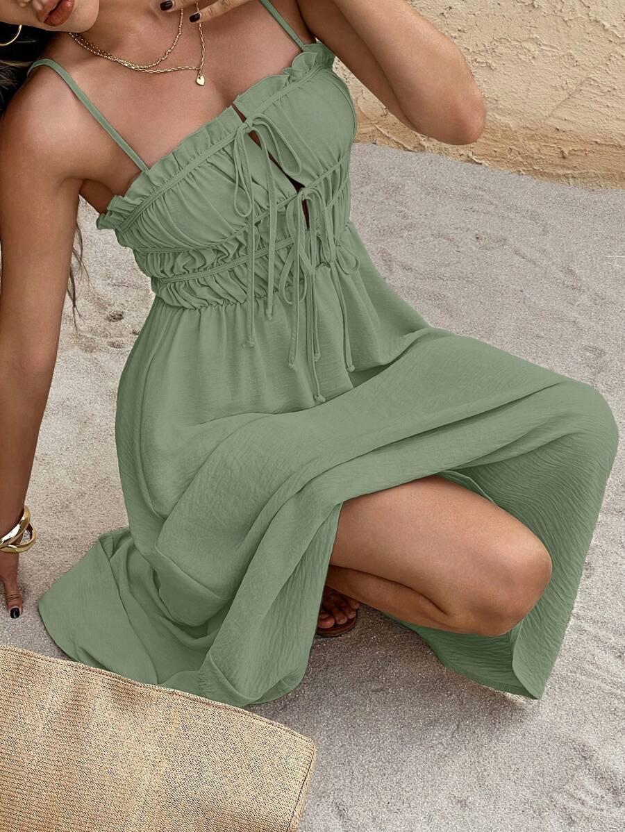 SHEIN ZIELONA MIDI SUKIENKA S06__M