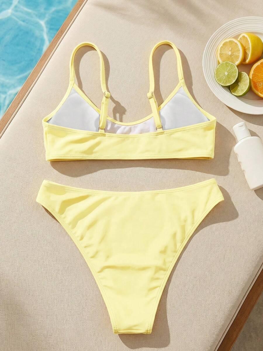 SHEIN ŻÓŁTY DWUCZĘŚCIOWY STRÓJ KĄPIELOWY S06__XXS