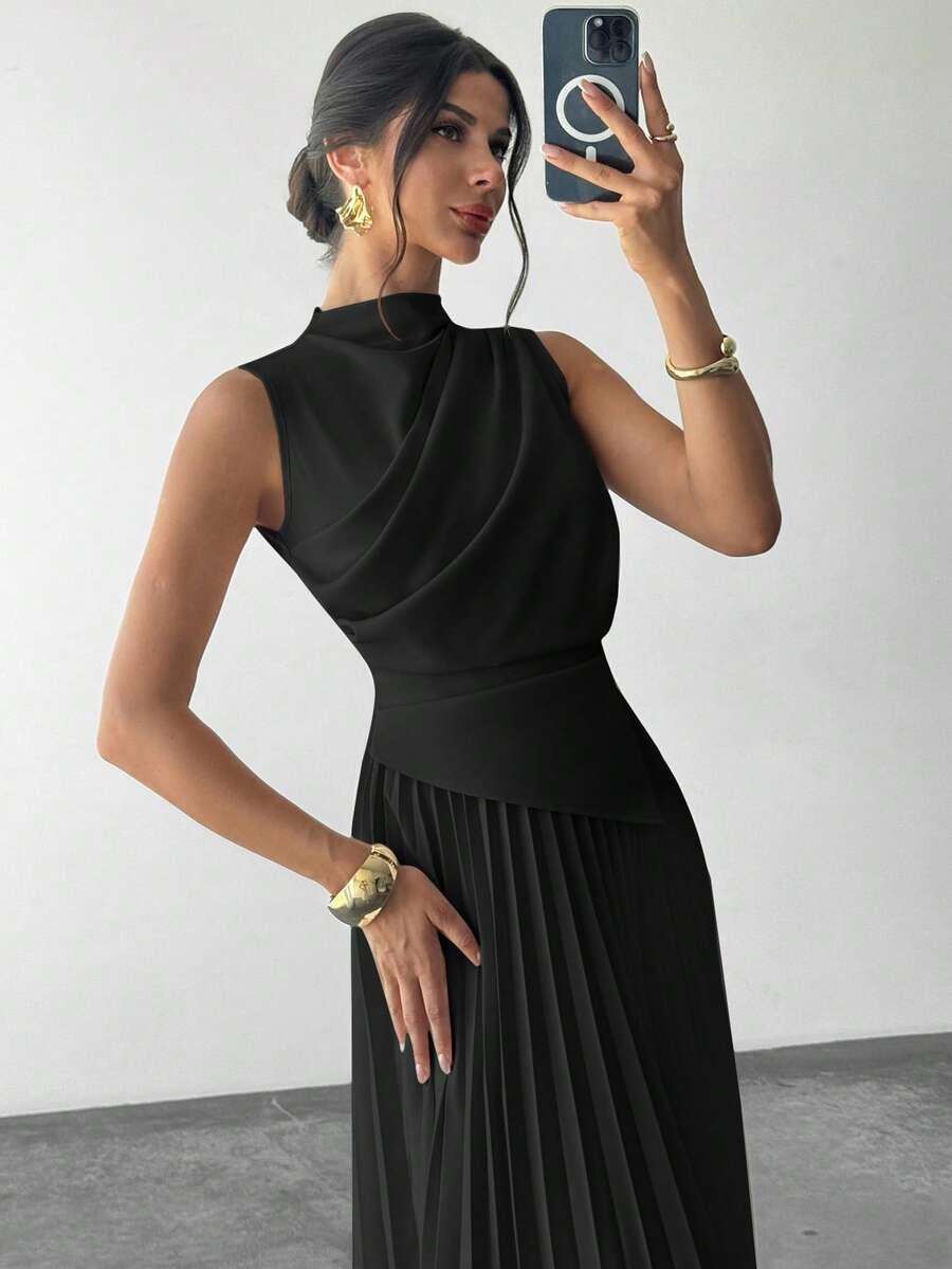 SHEIN CZARNA SUKIENKA STÓJKA S06__M