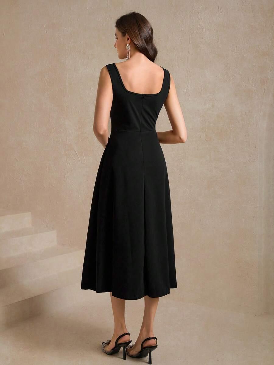 SHEIN CZARNA MIDI SUKIENKA S06__L
