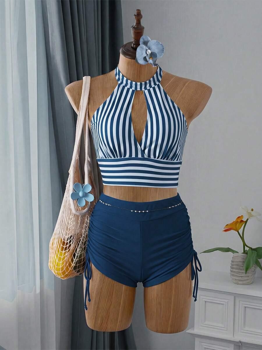 SWIM BASICS DWUCZĘŚCIOWY STRÓJ KĄPIELOWY W PASKI S09__L
