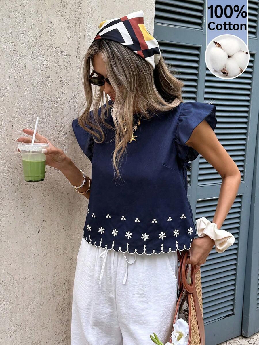 SHEIN GRANATOWA BLUZKA HAFT S06__M